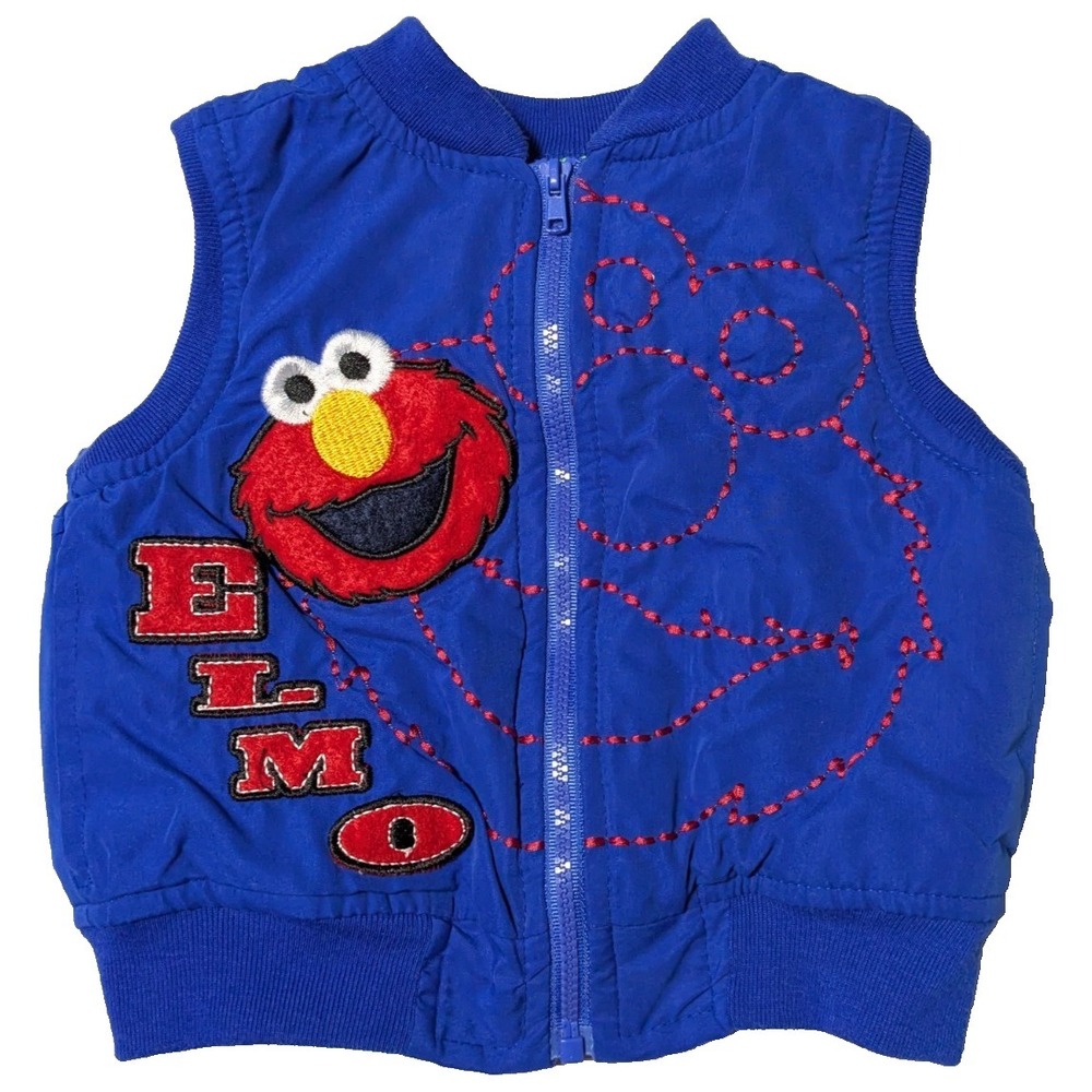 VTG ELMO‎ SESAME STREET Embroidered Blue Lined Vest Jacket - Infant 12 Months